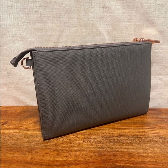 DAGNE DOVER Graphite Gray Coated Canvas 3 In 1 Wallet Clutch & Crossbody Bag - Picture 5 of 16